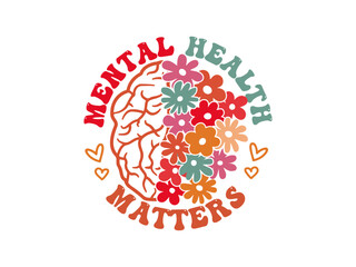 Health mental groovy design