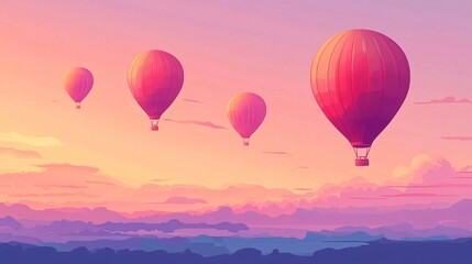 Fototapeta premium Vibrant Evening Sky Hot Air Balloons for Creative Designs