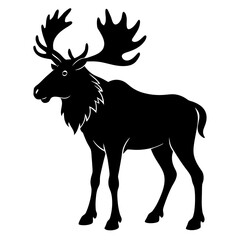 Cute Silhouette of a Moose line art vector cartoon illustration
