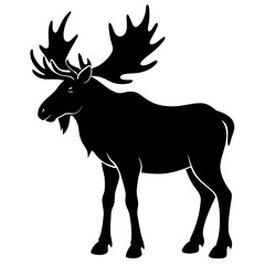 Cute Silhouette of a Moose line art vector cartoon illustration