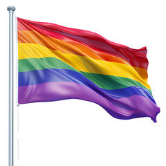 Fototapeta premium Rainbow Pride Flag waving proudly on a flagpole, vibrant colors symbolizing LGBTQ+ pride and acceptance