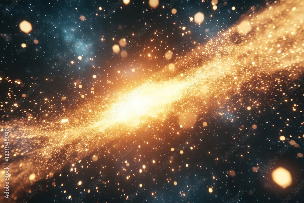 Wall mural a spectacular cosmic impact scene with a blazing meteorite streaking through starlit space, trailing