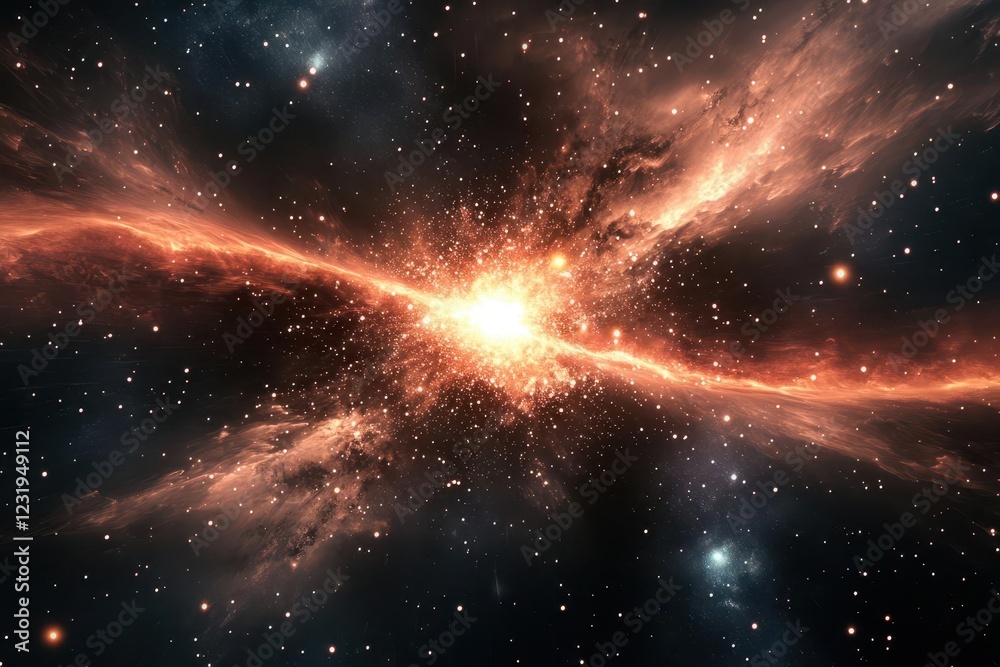 Wall mural a spectacular cosmic impact scene with a blazing meteorite streaking through starlit space, trailing