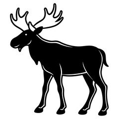 Fototapeta premium Cute Silhouette of a Moose line art vector cartoon illustration