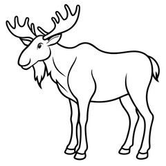 Cute Silhouette of a Moose line art vector cartoon illustration