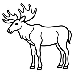 Cute Silhouette of a Moose line art vector cartoon illustration