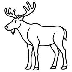 Fototapeta premium Cute Silhouette of a Moose line art vector cartoon illustration