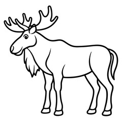 Cute Silhouette of a Moose line art vector cartoon illustration
