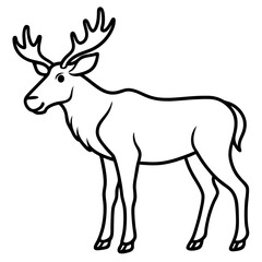 Cute Silhouette of a Moose line art vector cartoon illustration