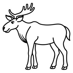 Obraz premium Cute Silhouette of a Moose line art vector cartoon illustration