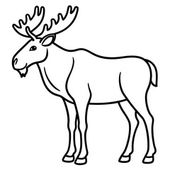 Fototapeta premium Cute Silhouette of a Moose line art vector cartoon illustration