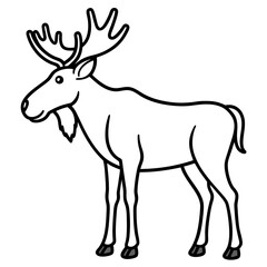 Cute Silhouette of a Moose line art vector cartoon illustration
