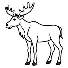 Cute Silhouette of a Moose line art vector cartoon illustration