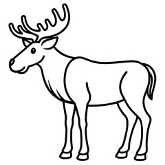 Obraz premium Cute Silhouette of a Moose line art vector cartoon illustration