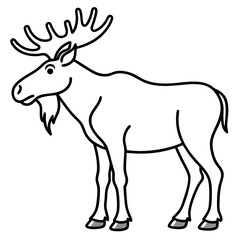 Fototapeta premium Cute Silhouette of a Moose line art vector cartoon illustration