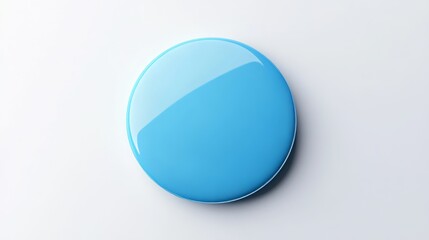 Light blue button badge mockup isolated on white, top view, ready for design.
