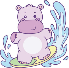 Cute hippo vector icon. Funny baby hippo animal series stock illustration. life of fluffy hippo designs.