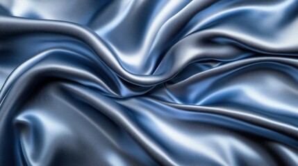 Obraz premium Blue silk fabric drapes, soft folds, studio shot, background blur, textile design