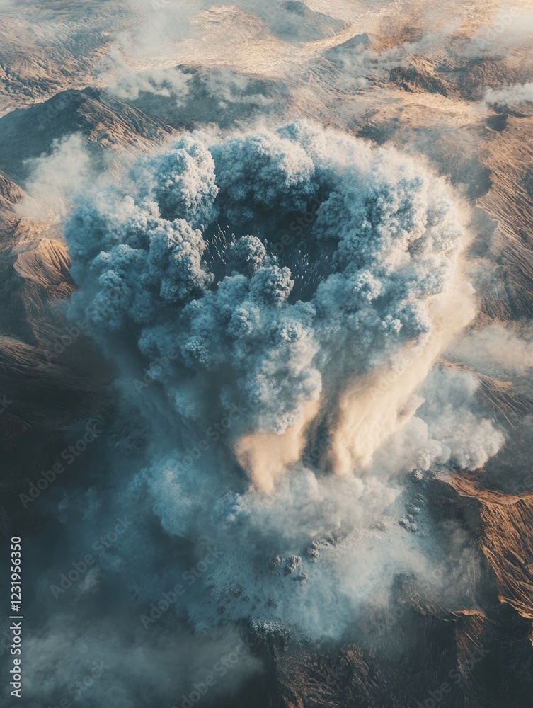 Wall mural Large Smoke Plume Aerial View