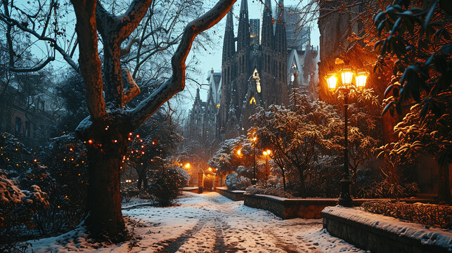 Christmas card, in the city of barcelona