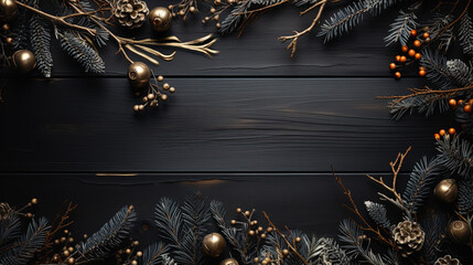 Christmas frame of tree branches