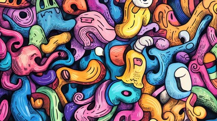 Obraz premium Abstract Colorful Doodle Art Vibrant Swirls And Shapes
