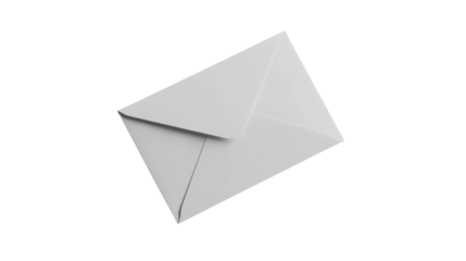 White envelope floating on transparent background ready for customization