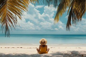 woman on the beach , Generative AI	