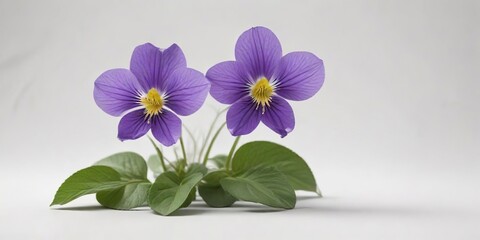 Wild violet flower on a white background with copy space, design, style