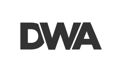 DWA logo design template with strong and modern bold text. Initial based vector logotype featuring simple and minimal typography. Trendy company identity.