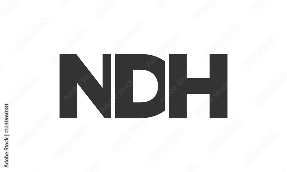 Poster ndh logo design template with strong and modern bold text. initial based vector logotype featuring s