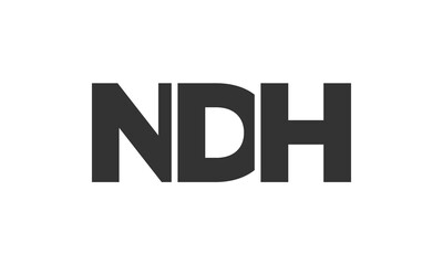 NDH logo design template with strong and modern bold text. Initial based vector logotype featuring simple and minimal typography. Trendy company identity.