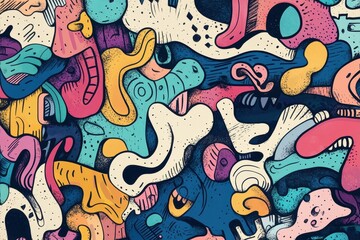 Obraz premium Abstract Colorful Doodle Art Design Pattern