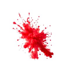 Red powder pigment splashes on white background  Isolated, Macro,  Texture, Material