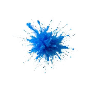 Blue powder pigment splashes on white background  Isolated, Macro,  Texture, Material