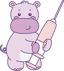 Cute hippo vector icon. Funny baby hippo animal series stock illustration. life of fluffy hippo designs.