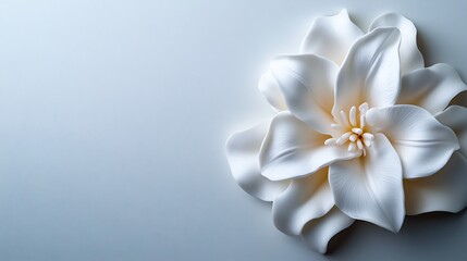 Obraz premium Elegant White Flower, 3D Floral Art, Wall Decor, Serenity, Minimalist Design, Close-Up Photography, Soft Lighting,