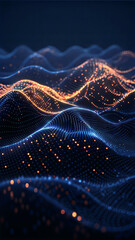 Flow of particles. Cyber technology illustration.