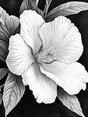 Fototapeta premium Black and White Flower Drawing