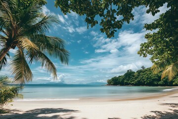 Obraz premium beach with palm trees , Generative AI 