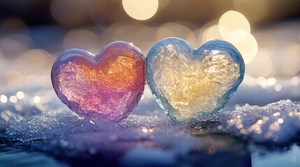 Watercolor Hearts with Soft Bokeh Romantic Valentines Day Design