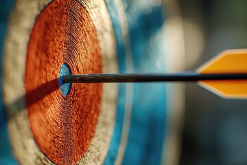 An archery arrow piercing through the air towards the target, with a focused motion trail.