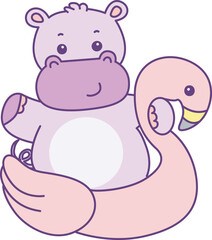 Cute hippo vector icon. Funny baby hippo animal series stock illustration. life of fluffy hippo designs.