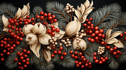 Christmas frame of tree branches