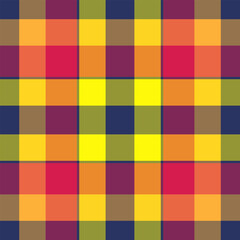 Vibrant, geometric plaid pattern in bold autumnal colors.  Perfect for textile design, website backgrounds, or any project needing a cheerful, modern feel.  Seamless repeat for versatile use.