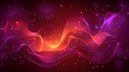 Obraz premium Abstract cosmic waves, glowing nebula, red background, stellar dust, for website header