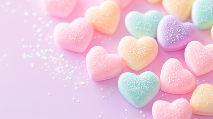 Fototapeta premium pastel heart pills in sugar candy, medicine athmsphere