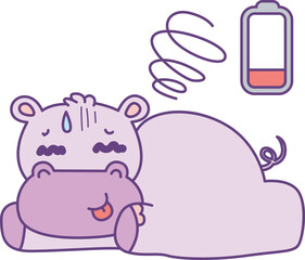 Cute hippo vector icon. Funny baby hippo animal series stock illustration. life of fluffy hippo designs.