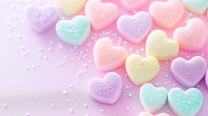 Obraz premium pastel heart pills in sugar candy, medicine athmsphere
