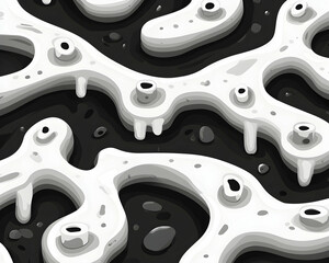 Abstract grayscale organic shapes, textured background, resembling a biological structure, ideal for science or design